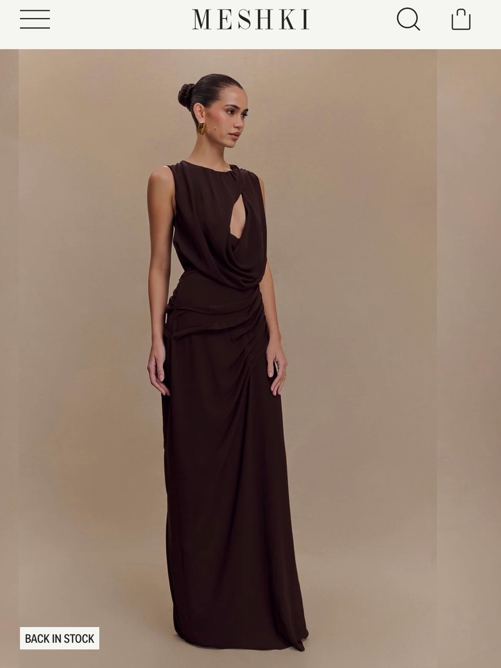 Meshki Oria Chiffon Maxi Dress - Cacao Brown